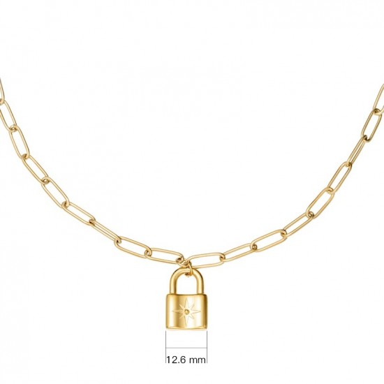 Necklace cute lock gold