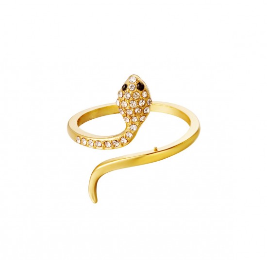 Snake ring with zircon detail gold