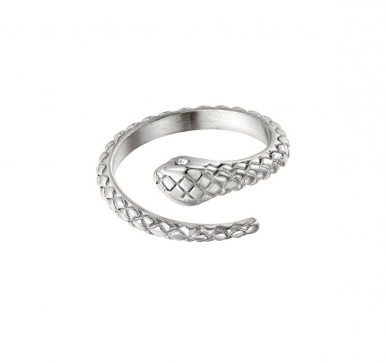 Snake ring with zircon stone silver