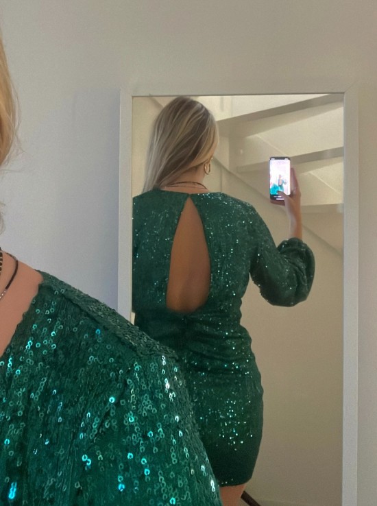 Olivia glitter dress dark green