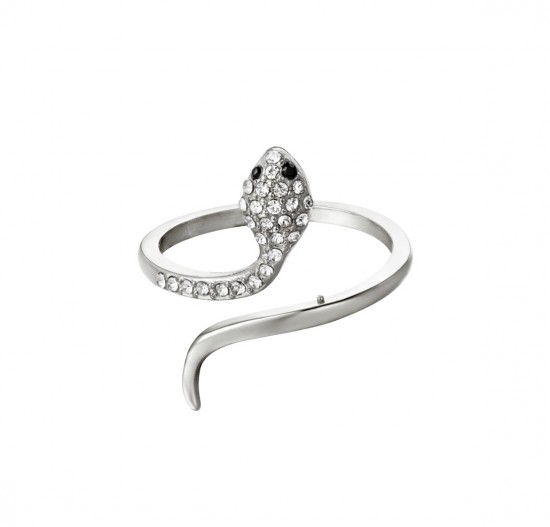 Snake ring with zircon detail silver
