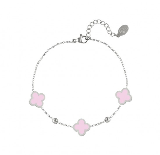 Silver bracelet with three clovers