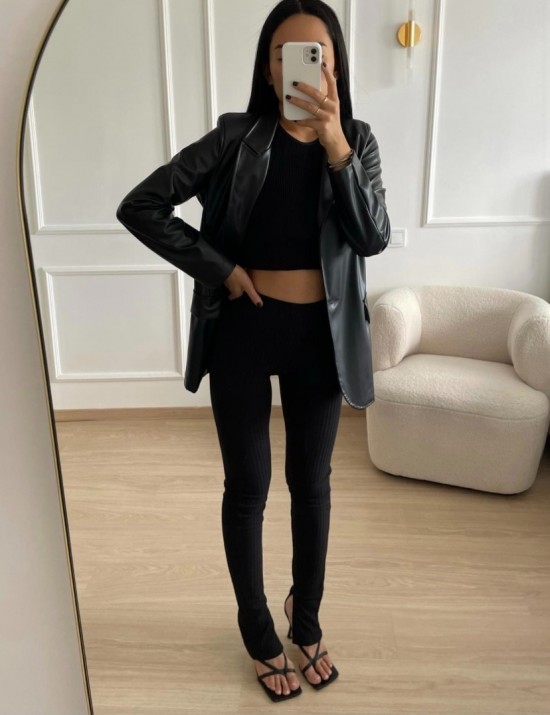 Vegan leather blazer black
