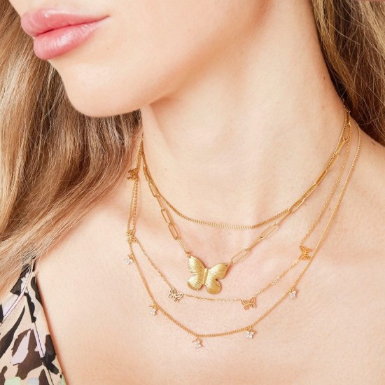 Butterfly necklace silver