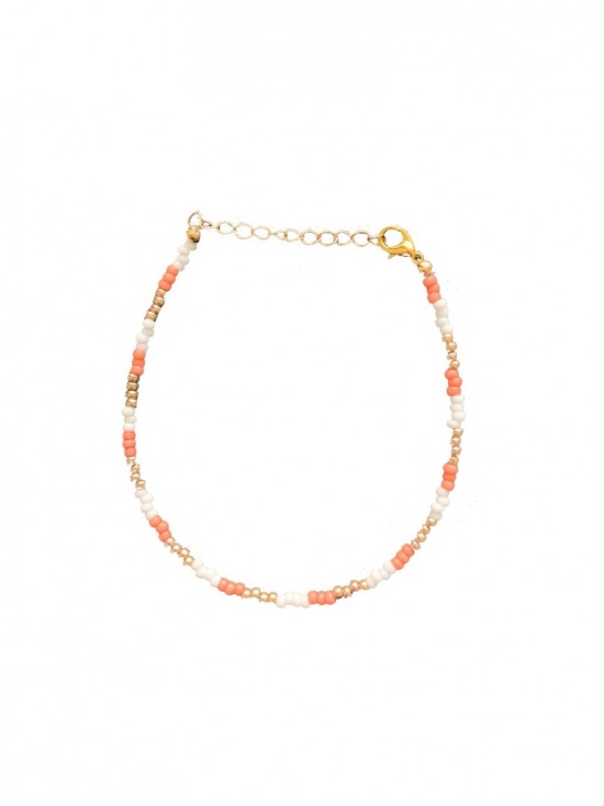 Pink and gold anklet