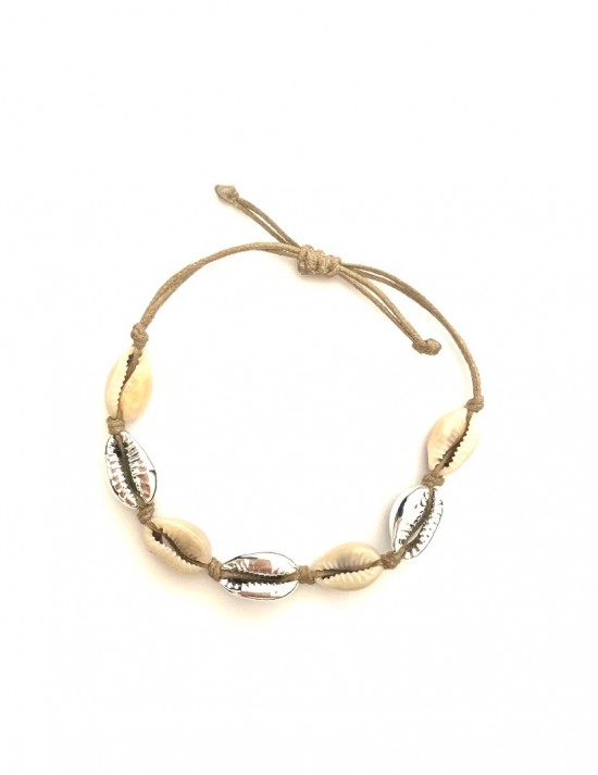 Shell bracelet with gold or silver shells