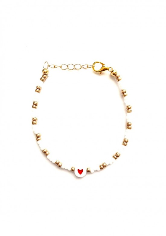 Bracelet gold and white heart