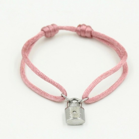 Lock bracelet silver  - pink