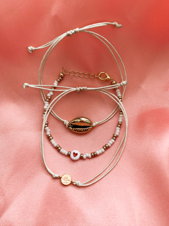 Bracelet gold and white heart