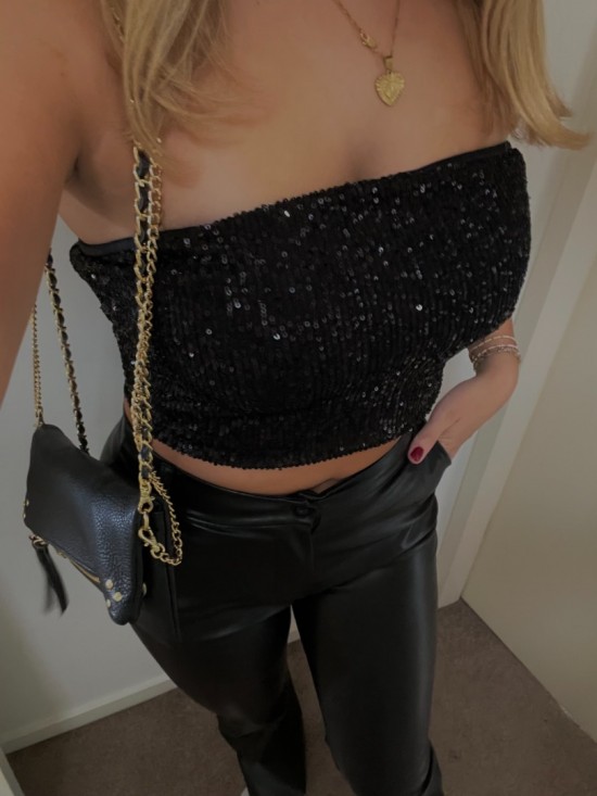 Glitter tube top  black