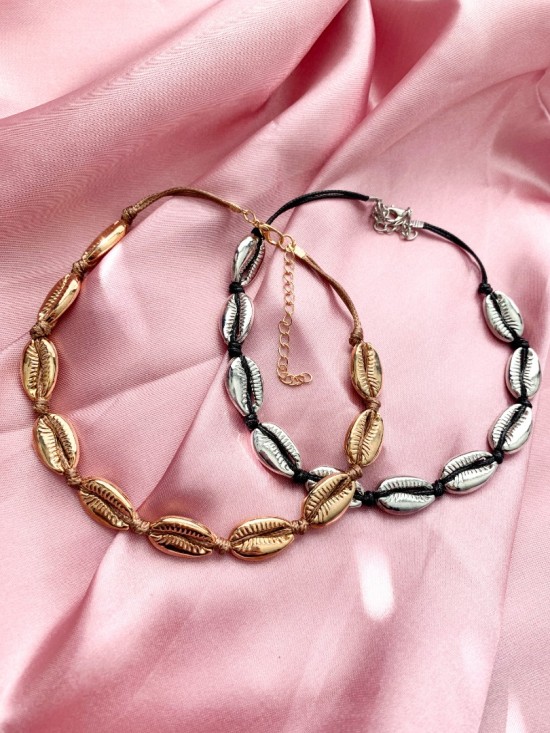 Shell choker silver