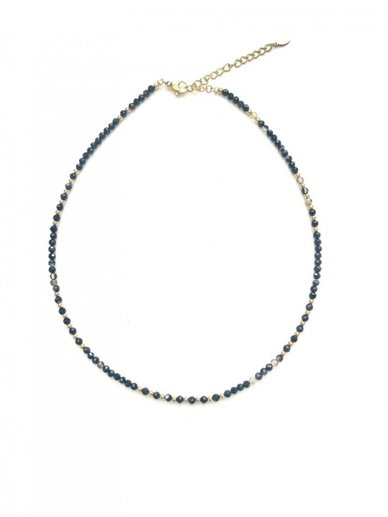 Beaded necklace gold black
