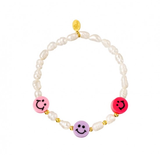 Bracelet smiley face and pearls