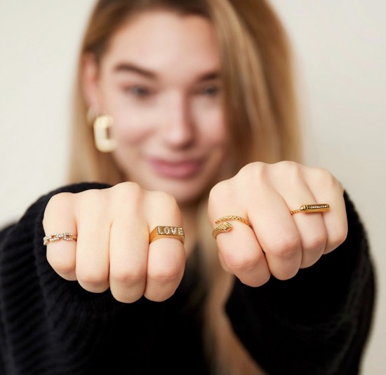 Snake ring with zircon stone silver