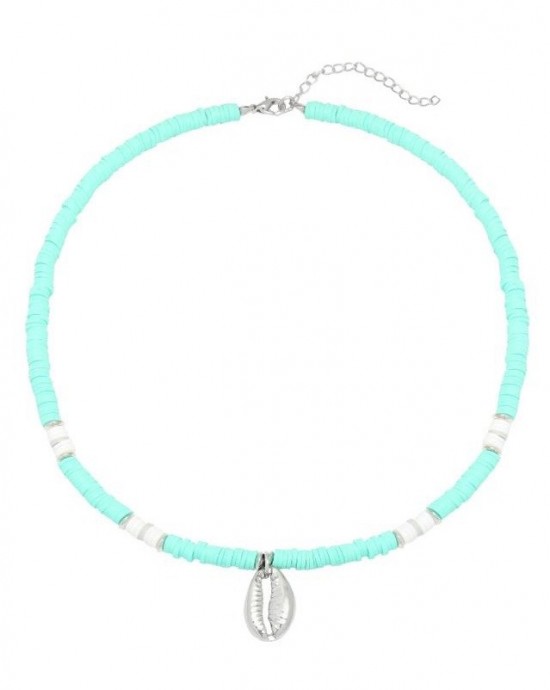 Surf necklace blue with a shell