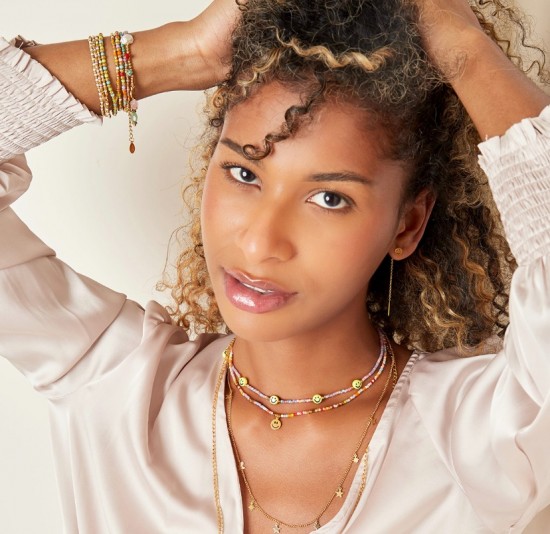 Beaded necklace with smileys