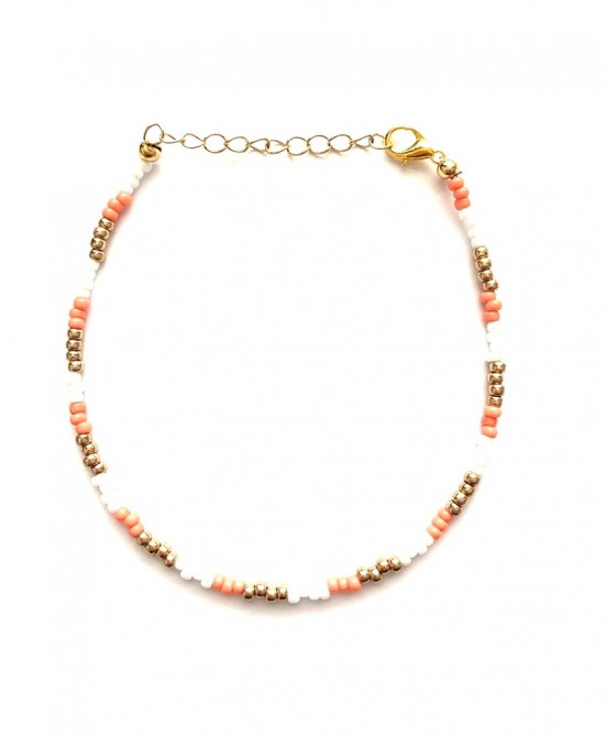 Pink and gold anklet
