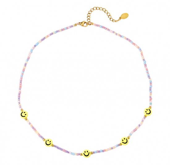 Beaded necklace with smileys