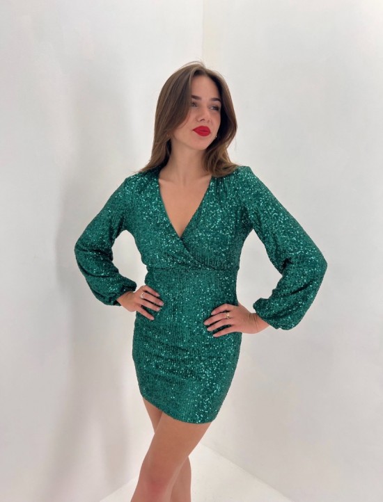 Olivia glitter dress dark green