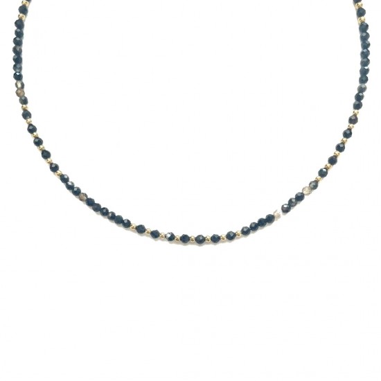 Beaded necklace gold black