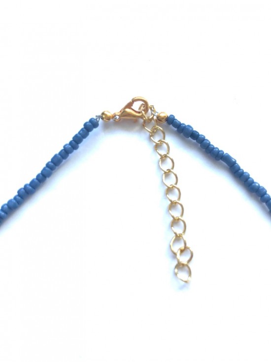Blue necklace leopard tag