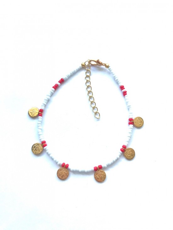 Anklet with gold dq coins