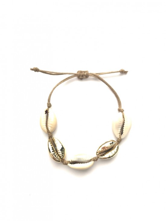 Shell bracelet with gold or silver shells