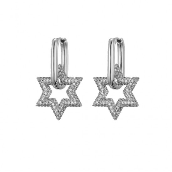 Star earrings diamond silver