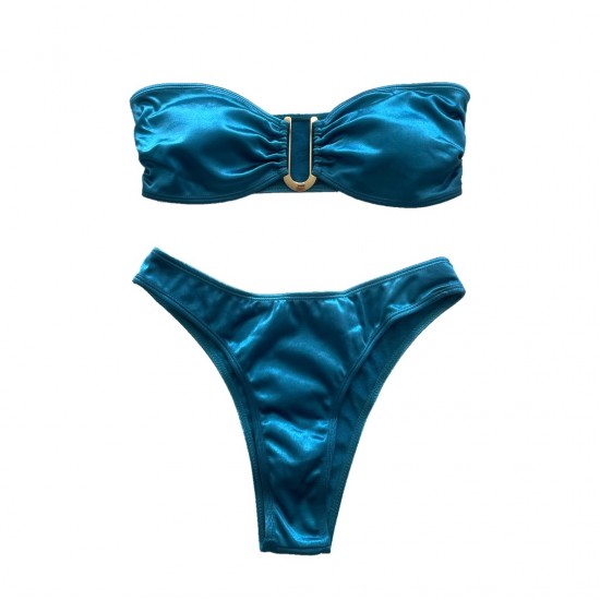 Strapless bikini blue